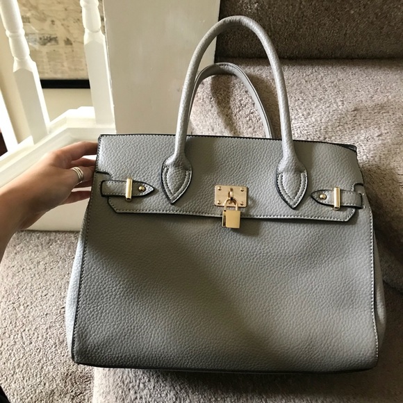 Pebble Gray Leather Satchel - Picture 2 of 8
